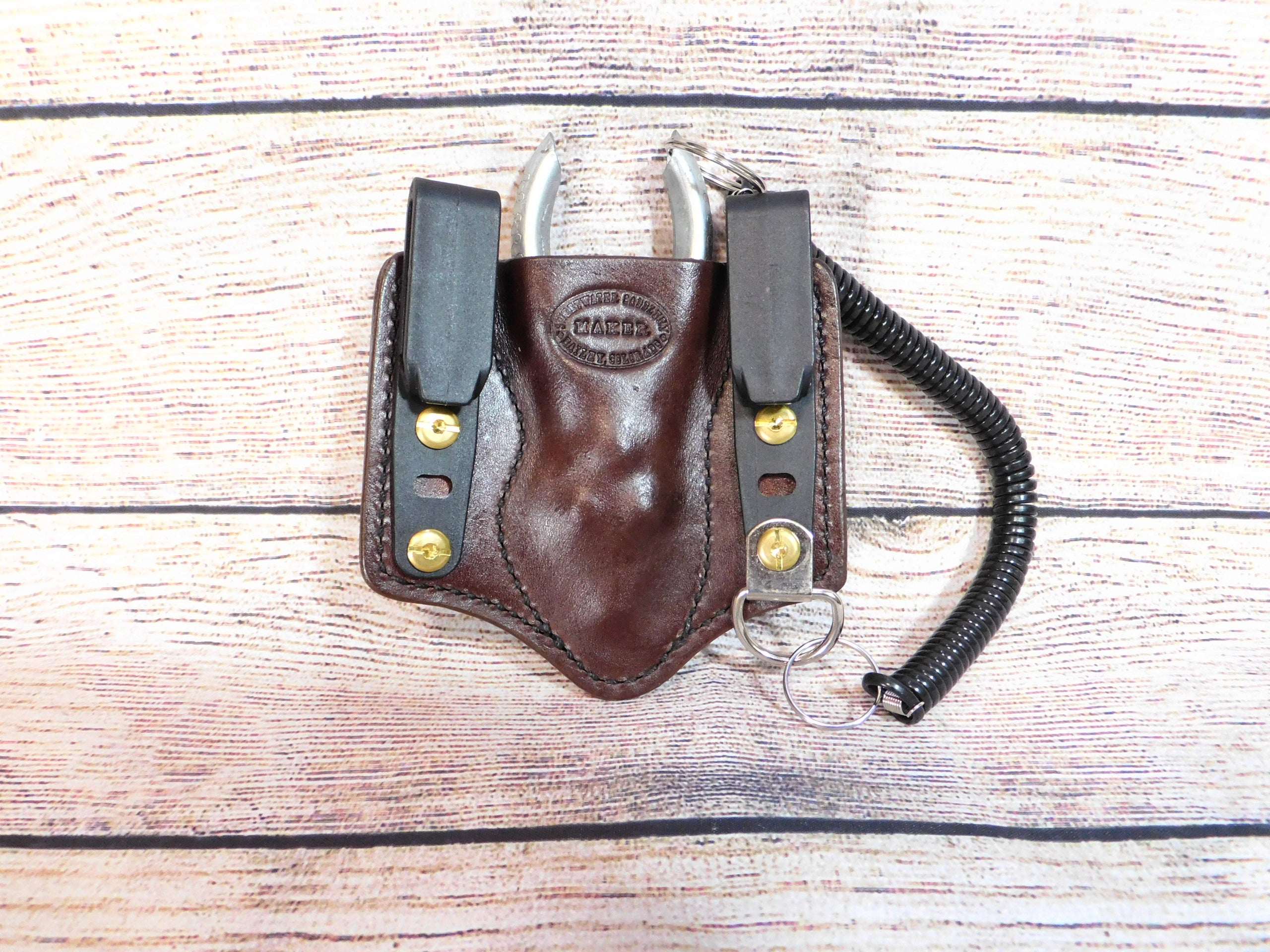 Custom Manley pliers outlets sheath with belt clips